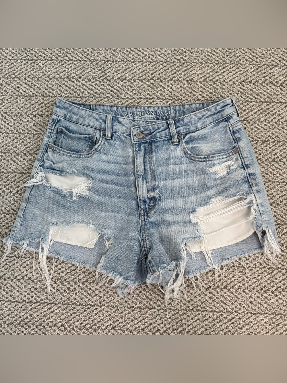 American Eagle Outfitters Light Blue Distressed Denim Shorts
